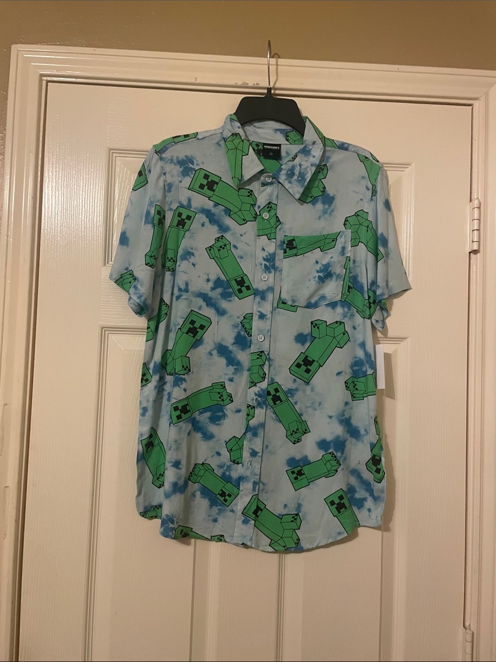 Minecraft Boys Button Shirt Size: L
